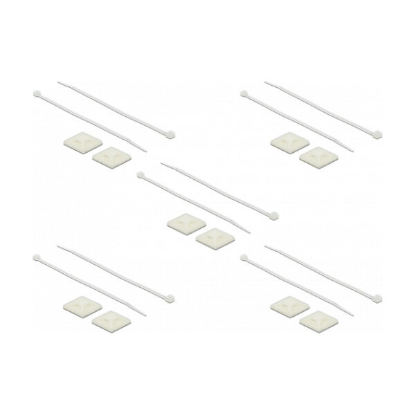 Delock Befestigungssockel 30 x 30 mm mit Kabelbinder L 200 x B 4,8 mm weiß
