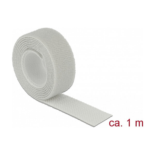 Delock Klettband auf Rolle L 1 m x B 20 mm grau