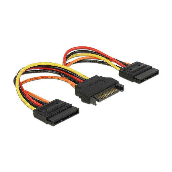 Delock Kabel Power SATA 15 Pin Stecker > 2 x Power SATA 15 Pin Buchse 15 cm