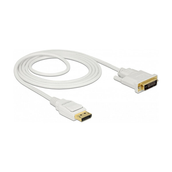 Delock Kabel DisplayPort 1.2 Stecker > DVI 24+1 Stecker Passiv 4K 30 Hz 2 m weiß