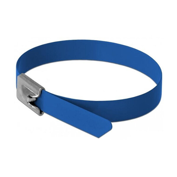 Delock Edelstahlkabelbinder L 400 x B 7,9 mm blau 10 Stück