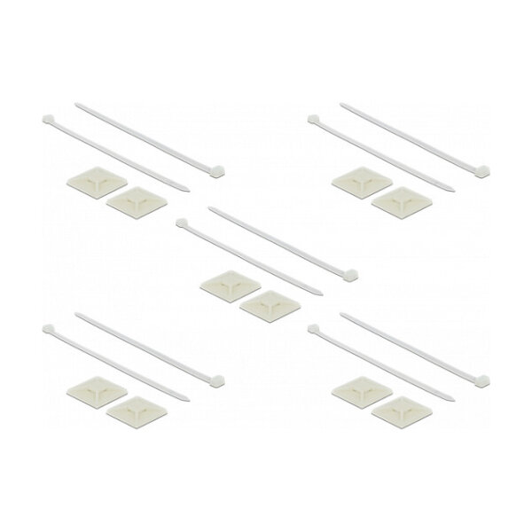 Delock Befestigungssockel 40 x 40 mm mit Kabelbinder L 250 x B 7,2 mm weiß