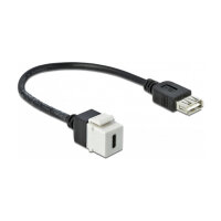Delock Keystone Modul USB 2.0 C Buchse > USB 2.0 A Buchse mit Kabel