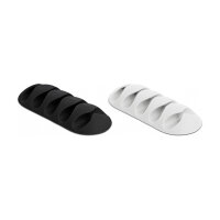 Delock Kabelhalter mit 5 Durchführungen selbstklebend Set 6 Stück schwarz / weiß