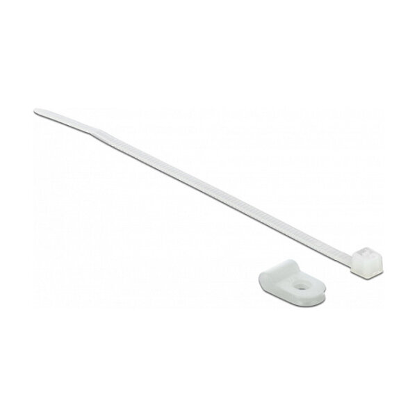 Delock Befestigungsschelle 3,2 mm mit Kabelbinder L 100 x B 2,5 mm weiß
