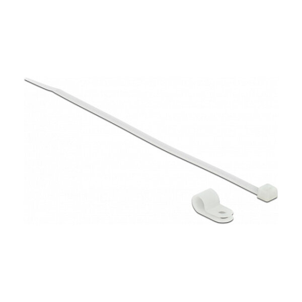 Delock Befestigungsschelle 6,4 mm mit Kabelbinder L 200 x B 3,6 mm weiß