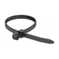 Delock Kabelbinder mit Befestigungsöse L 400 x B 7,6 mm schwarz 10 Stück