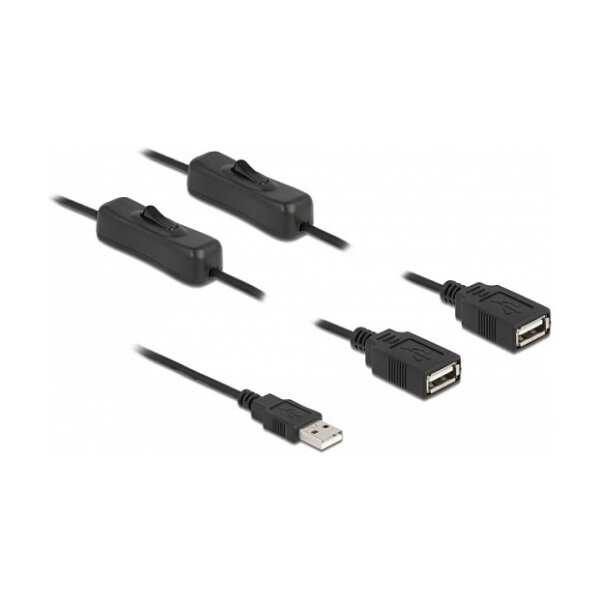 Delock Kabel USB Typ-A Stecker zu 2 x USB Typ-A Buchse mit Schalter 1 m