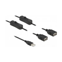 Delock Kabel USB Typ-A Stecker zu 2 x USB Typ-A Buchse mit Schalter 1 m