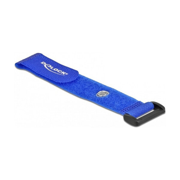 Delock Klett-Kabelbinder mit Schlaufe und Befestigungsöse L 190 x B 25 mm blau 5 Stück
