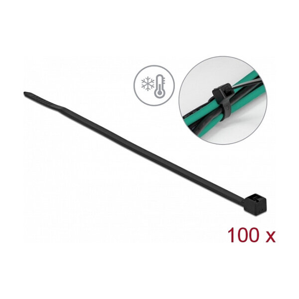 Delock Kabelbinder kälteresistent L 100 x B 2,5 mm schwarz 100 Stück