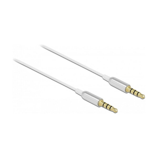 Delock Klinkenkabel 3,5 mm 4 Pin Stecker zu Stecker Ultra Slim 0,5 m weiß