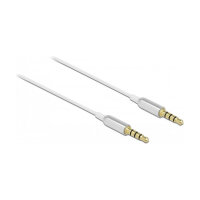 Delock Klinkenkabel 3,5 mm 4 Pin Stecker zu Stecker Ultra Slim 0,5 m weiß