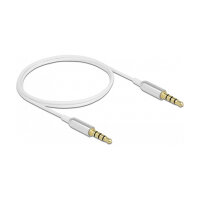 Delock Klinkenkabel 3,5 mm 4 Pin Stecker zu Stecker Ultra Slim 0,5 m weiß