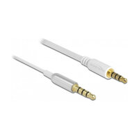 Delock Klinkenkabel 3,5 mm 4 Pin Stecker zu Stecker Ultra Slim 0,5 m weiß