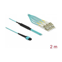 Delock LWL Kabel MPO Buchse zu 6 x LC Duplex Stecker, Multimode OM3, 50/125 µm, 2 m