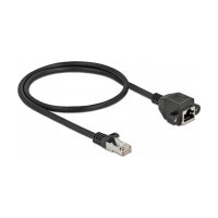 Delock Netzwerk Verlängerungskabel S/FTP RJ45 Stecker zu RJ45 Buchse Cat.6A 50 cm schwarz
