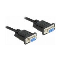 Delock RS-232 Kabel Seriell D-Sub 9 Buchse zu Buchse Nullmodem mit schmalem Steckergehäuse - Full Handshaking - 10 m