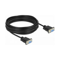 Delock RS-232 Kabel Seriell D-Sub 9 Buchse zu Buchse Nullmodem mit schmalem Steckergehäuse - Full Handshaking - 10 m