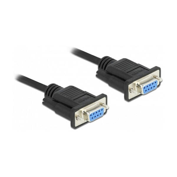 Delock RS-232 Kabel Seriell D-Sub 9 Buchse zu Buchse Nullmodem mit schmalem Steckergehäuse - CTS / RTS auto control - 1 m
