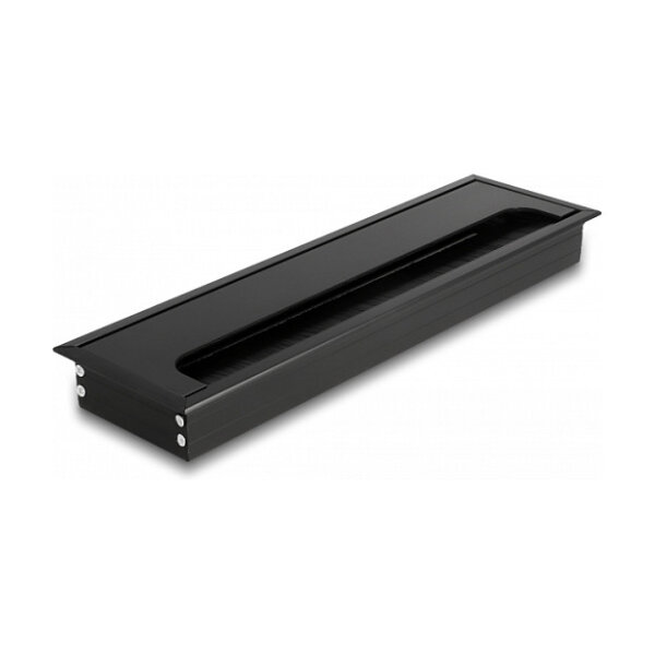 Delock Kabeldurchführung für Tischeinbau mit Bürste 280 x 80 x 28 mm schwarz