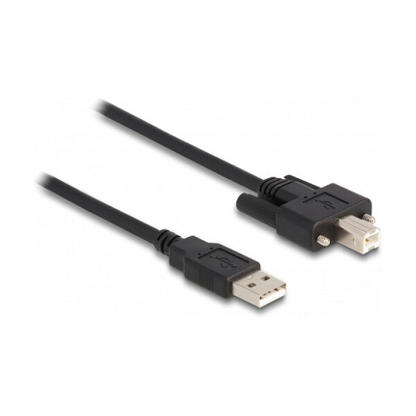 Delock Kabel USB 2.0 Typ-A Stecker zu Typ-B Stecker mit Schrauben 1 m