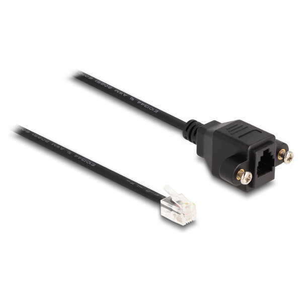 Delock Kabel RJ10 Stecker zu RJ10 Buchse zum Einbau 30 cm schwarz