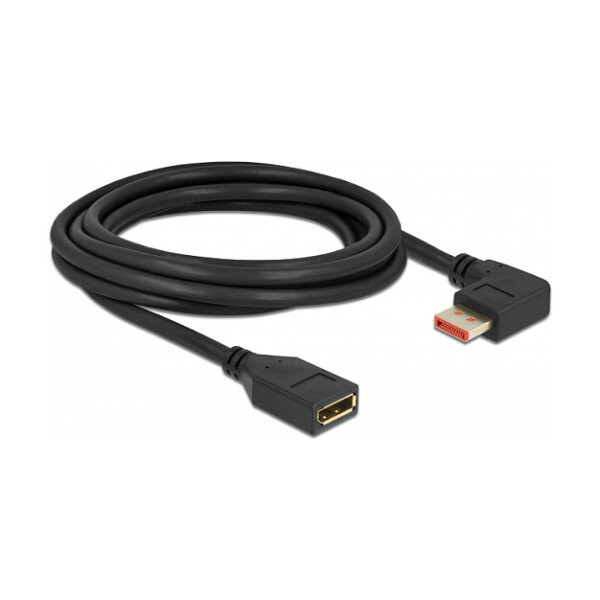 Delock DisplayPort Verlängerungskabel Stecker 90° rechts gewinkelt zu Buchse 8K 60 Hz 3 m