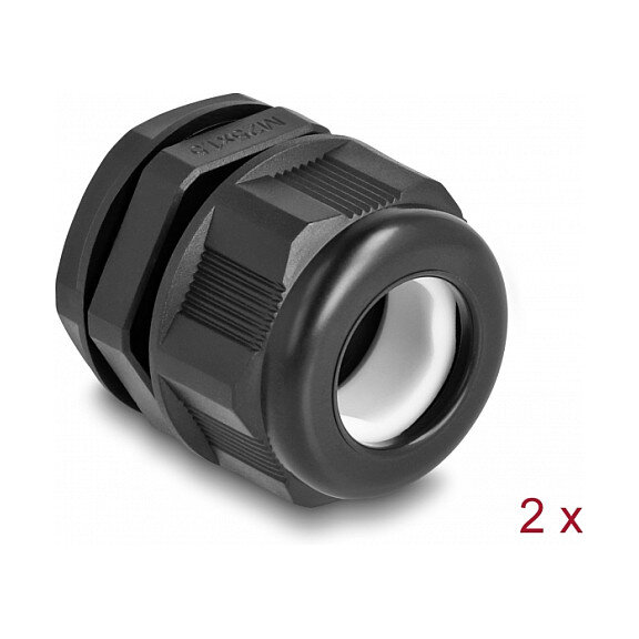 Delock EX-Kabelverschraubung M25 schwarz 2 Stück