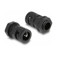 Delock Kabelschutzschlauch 2 m x 13 mm mit 2 x PG9 Schlauchverschraubung Set schwarz