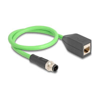 Delock M12 Kabel D-kodiert 4 Pin Stecker zu RJ45 Buchse...