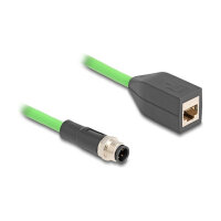 Delock M12 Kabel D-kodiert 4 Pin Stecker zu RJ45 Buchse PUR (TPU) 0,5 m