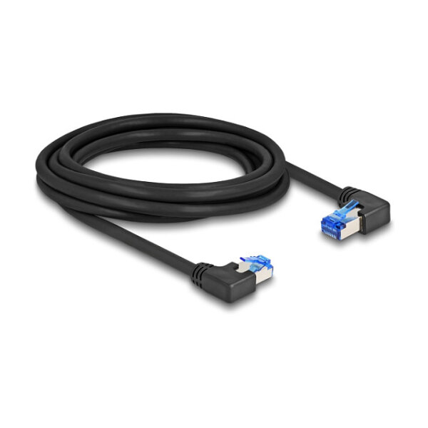 Delock RJ45 Netzwerkkabel Cat.6A S/FTP rechts / links gewinkelt 3 m schwarz