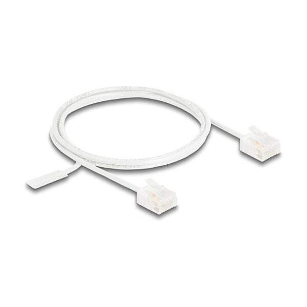 Delock RJ45 Netzwerkkabel Cat.6 UTP Ultra Slim 1 m weiß mit kurzen Steckern