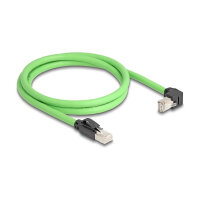 Delock RJ45 Netzwerkkabel Cat.6A Stecker zu Stecker unten gewinkelt SF/UTP schleppkettentauglich PUR (TPU) 1 m grün