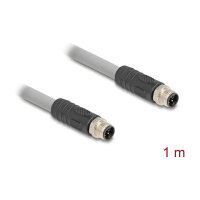 Delock M12 Kabel L-kodiert 5 Pin Stecker zu Stecker PUR schleppkettentauglich 1 m grau