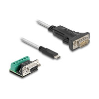 Delock Adapter USB Type-C™ zu 1 x Seriell RS-422/485 Stecker mit 6 Pin Terminalblock 5 V 1 m