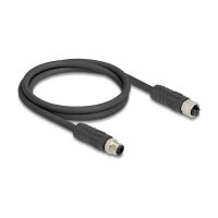 Delock M12 Kabel L-kodiert 4 Pin Stecker zu Buchse PUR schleppkettentauglich 5 m schwarz