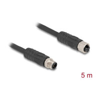 Delock M12 Kabel L-kodiert 4 Pin Stecker zu Buchse PUR schleppkettentauglich 5 m schwarz