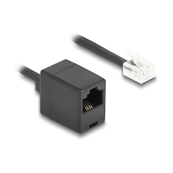 Delock Telefonkabel / Spiralkabel RJ11 Stecker zu RJ45 Buchse schwarz 2 m