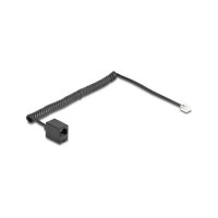 Delock Telefonkabel / Spiralkabel RJ11 Stecker zu RJ45 Buchse schwarz 2 m