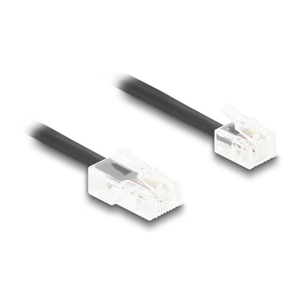 Delock Telefonkabel / Spiralkabel RJ11 Stecker zu RJ45 Stecker schwarz 2 m