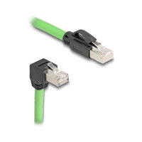 Delock RJ45 Netzwerkkabel Cat.6A Stecker zu Stecker unten gewinkelt SF/UTP schleppkettentauglich PUR (TPU) 5 m grün