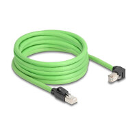 Delock RJ45 Netzwerkkabel Cat.6A Stecker zu Stecker unten gewinkelt SF/UTP schleppkettentauglich PUR (TPU) 5 m grün