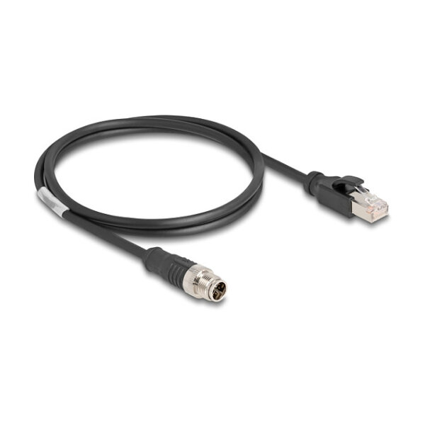 Delock M12 Kabel X-kodiert 8 Pin Stecker zu RJ45 Stecker PVC 1 m