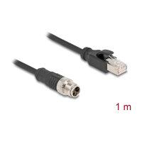 Delock M12 Kabel X-kodiert 8 Pin Stecker zu RJ45 Stecker PVC 1 m