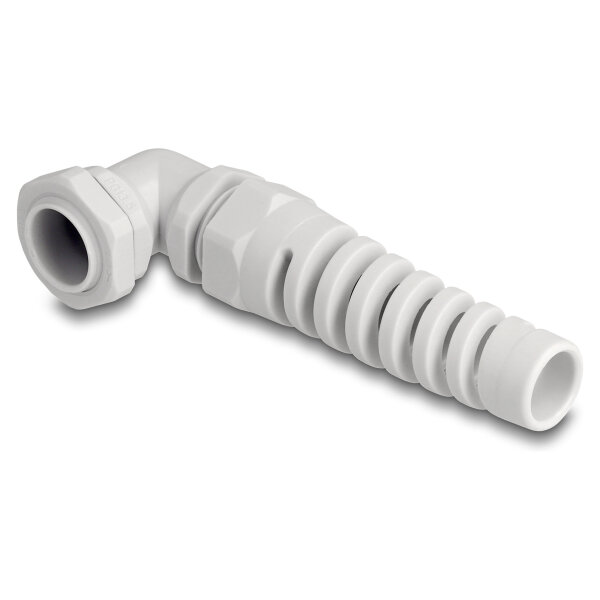 Delock Kabelverschraubung mit Zugentlastung 90° gewinkelt PG13,5 grau