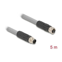 Delock M12 Kabel L-kodiert 5 Pin Stecker zu Buchse PUR schleppkettentauglich 5 m grau