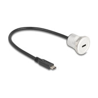 Delock USB 10 Gbps Type-C™ Einbaubuchse mit Kabelpeitsche Stecker 30 cm Aluminium