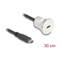 Delock USB 10 Gbps Type-C™ Einbaubuchse mit Kabelpeitsche Stecker 30 cm Aluminium